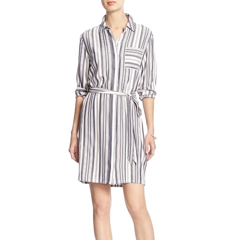 Banana Republic Striped Belted Shirt Dress Size 4